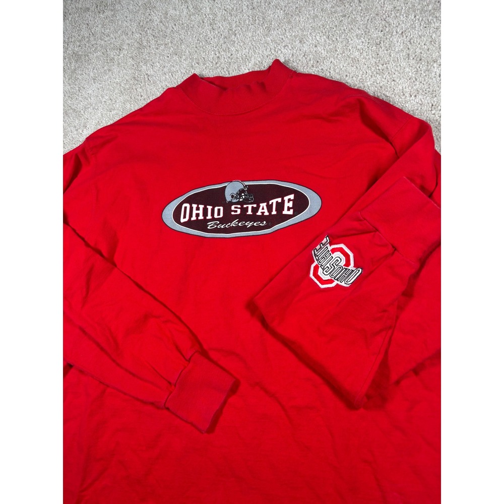 Vintage Ohio State Buckeyes Long Sleeve Shirt Red CD Sportswear XL Mock Neck